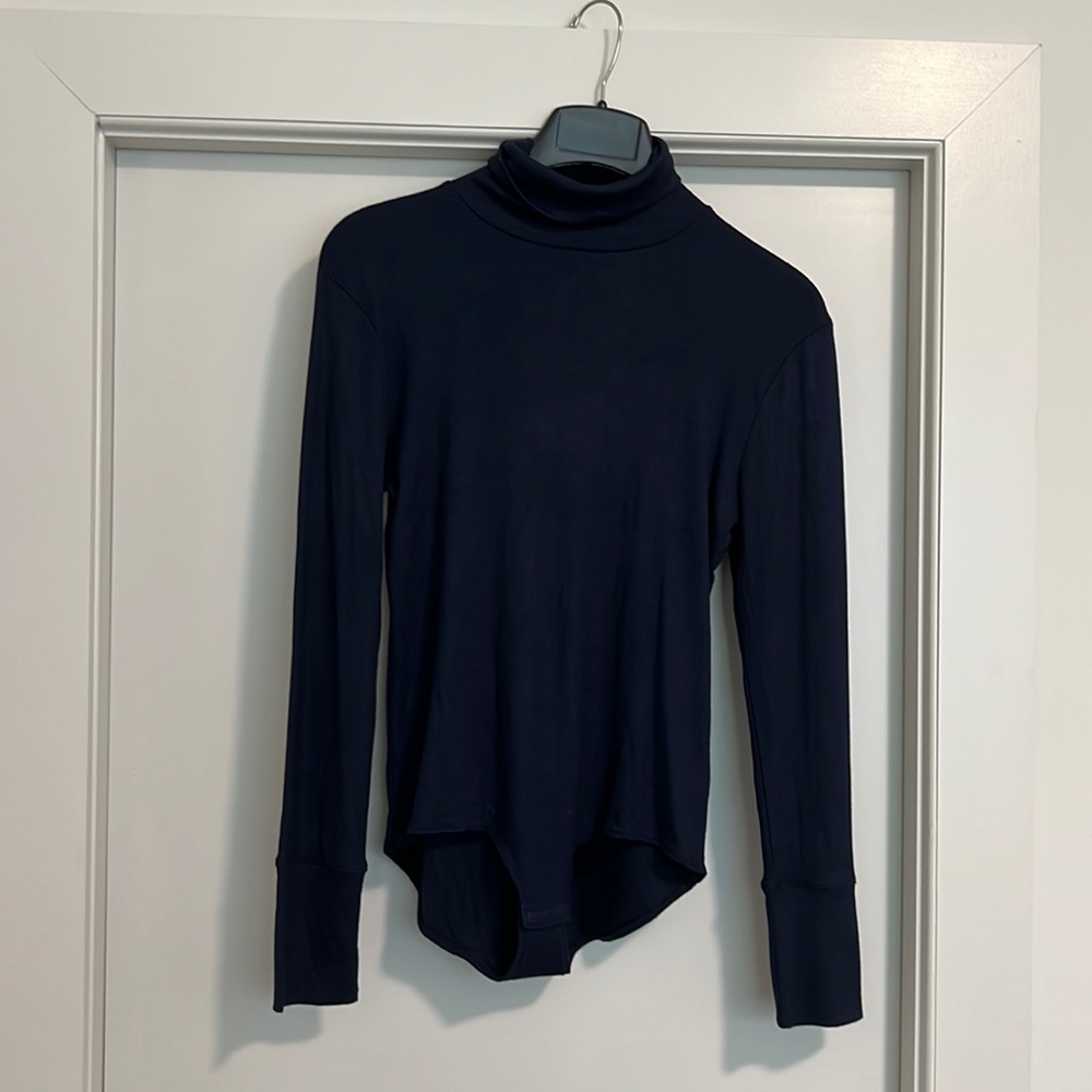 NWT J. Crew Ribbed Turtleneck Bodysuit, navy, size Large
